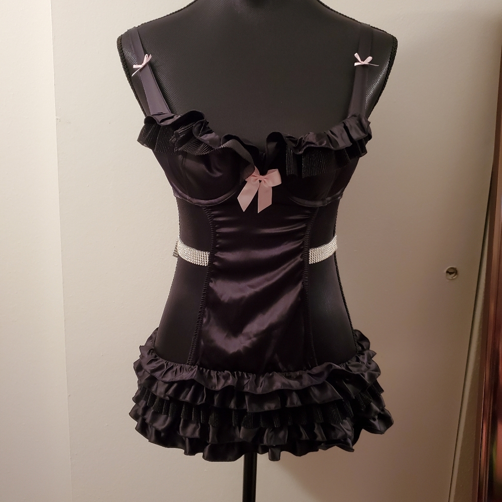 Victoria's Secret | Black Sexy Little Things Ruffle Apron Babydoll 34B